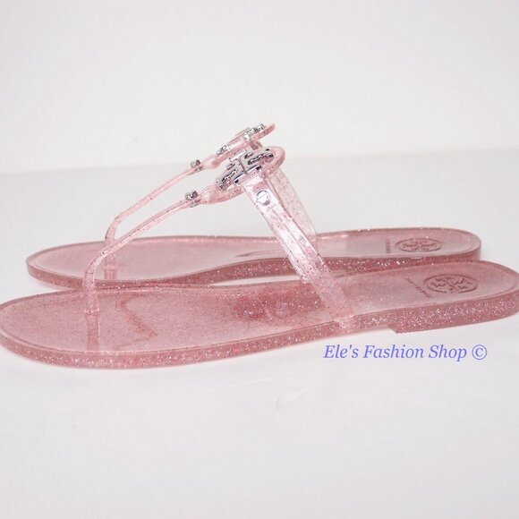 NIB Tory Burch Jelly Mini Miller Sandal Pink Love Silver HW US 7 AUTHENTIC - Picture 13 of 16